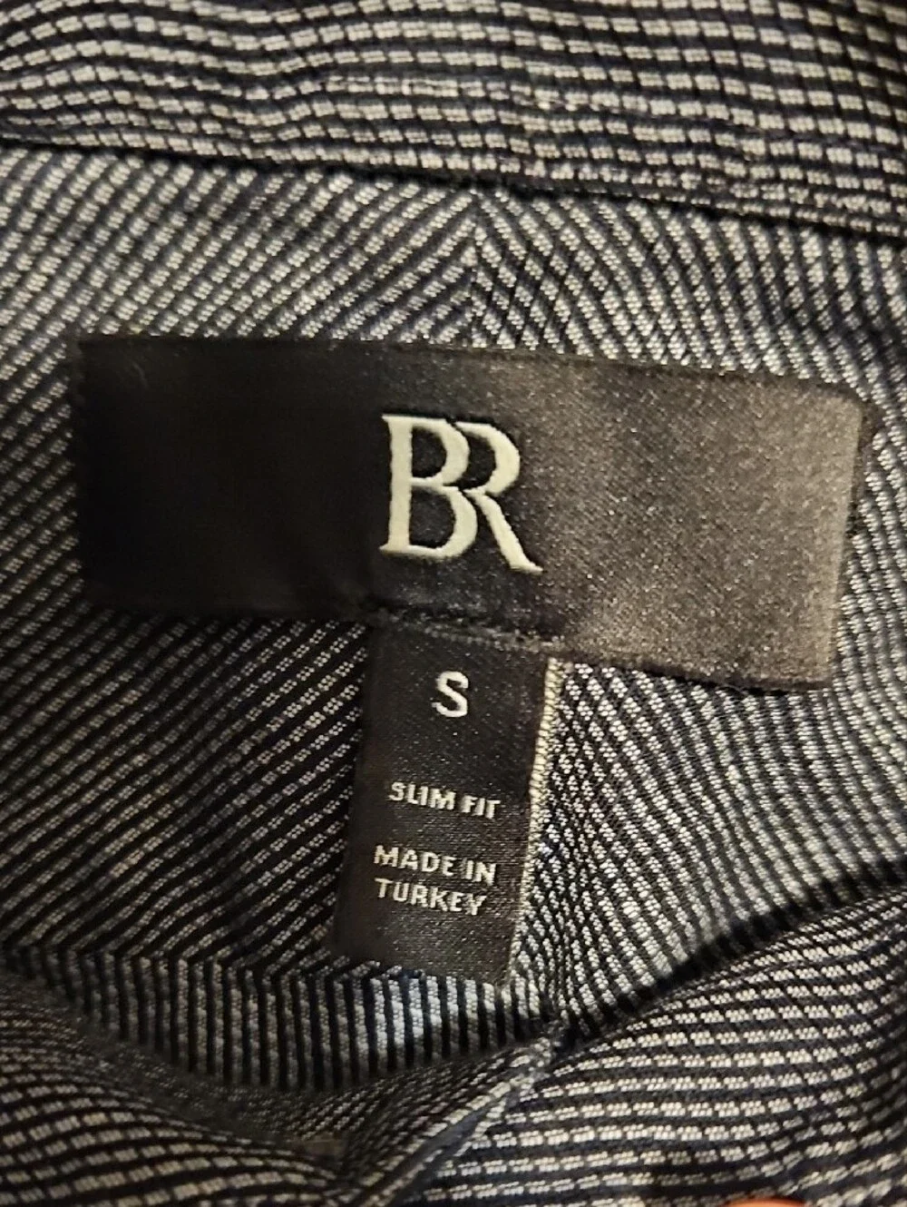 Men's Black/Navy Textured Button-Down Shirt - Linen Blend